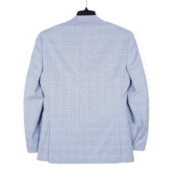 Alfani Men's Slim-Fit Tech Stretch 2-Piece Suit Light Blue Plaid 38R 32x30 NWT - Picture 4 of 13